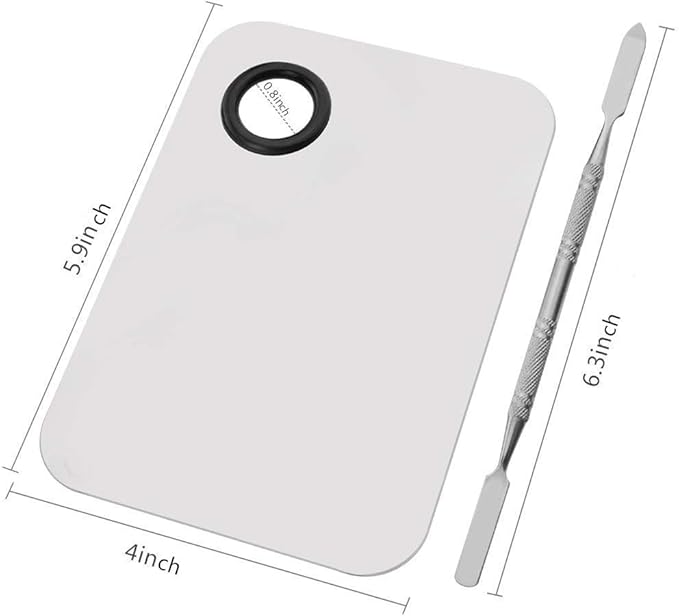 Miamay 6 by 4 Inches Makeup Palette Stainless Steel Palette Cosmetic Artist Mixing Palette with 6 Inches Spatula Tool