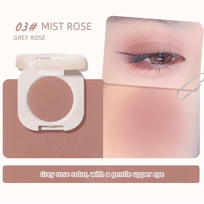 Ultra-Fine Pressed Pigment Single Eyeshadow – Lightweight, Highly Blendable Formula Monochrome Eye Shadow, 12 Rich Matte/Shimmer Shades for Makeup, Vegan & Cruelty-Free (#03 Mist Rose)