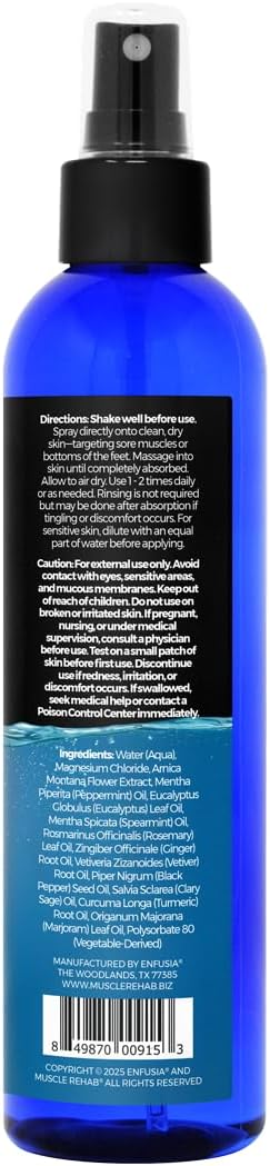 Magnesium Spray with Arnica & Natural Essential Oils: Zechstein Oil for Sports Recovery, Muscle Relief, Sleep & Relaxation, Non-Greasy Magnesium Oil on Feet Mist, 8oz