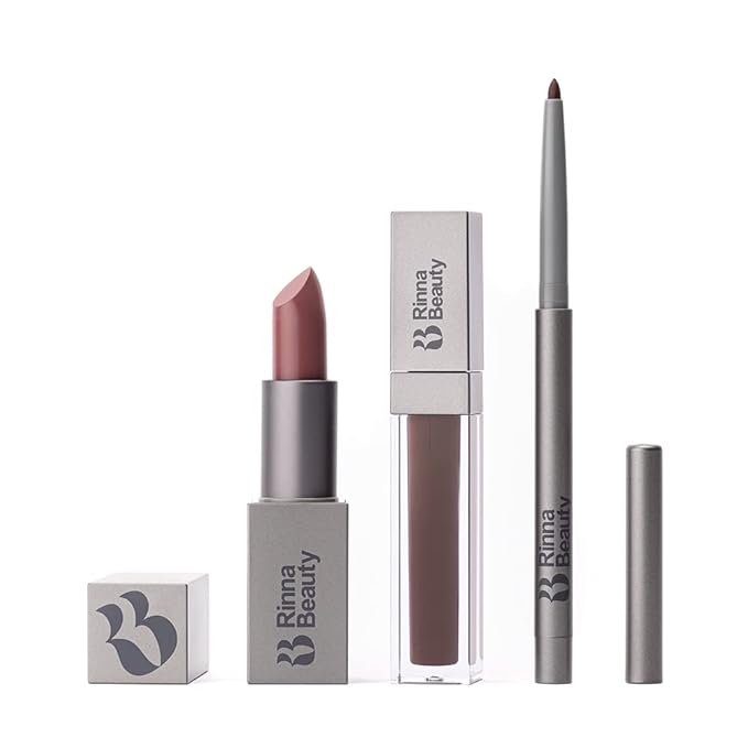 Rinna Beauty Icon Lip Kit - Sasha- All-in-one Lip Kit Includes Lipstick, Lip Gloss, Lip Liner - DEEP WINE look - Vegan, Long-lasting, Anti-aging & Moisturizing, Cruelty-Free - 1 each
