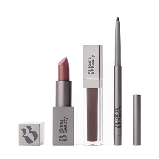 Rinna Beauty Icon Lip Kit - Sasha- All-in-one Lip Kit Includes Lipstick, Lip Gloss, Lip Liner - DEEP WINE look - Vegan, Long-lasting, Anti-aging & Moisturizing, Cruelty-Free - 1 each