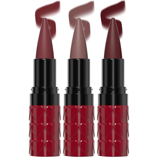3 Colors Gradient Lip Liner Set, Long Lasting Matte Finish Lipstick Combo for Shaping & Sculpting Lips, Retractable Highly-Pigment Smooth Defined Cream Lip Pencil Kit for Women (#2,#3,#4)