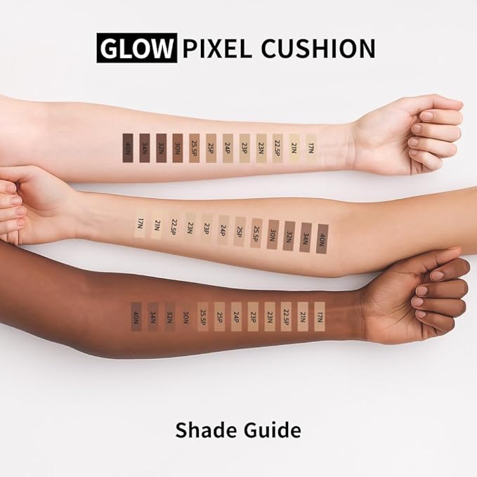EITHER& Glow Pixel Cushion Foundation | Skincare-Infused Glow Finish, Lightweight, Pore Blurring, Long-Lasting Coverage, Korean Beauty (21P Rosy)