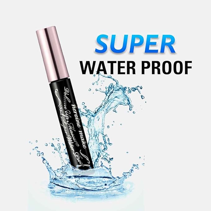 HEROINE MAKE by KISSME Volumizing Mascara Waterproof & Curvy Brush for Eye Makeup | Waterproof Mascara Volume & Length by Defining Fiber for Long-lasting Natural Eyelash Look, from Japan, Black, 2 EA