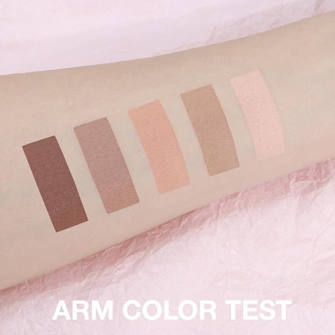 Nude Matte Eyeshadow Palette Makeup, 5 Cool Neutral Matte Shades – Off White, Beige, Light to Dark Brown – Velvety Finish Highly Pigmented Natural Neutral Eye Shadow Palette (01#, Pack of 1)
