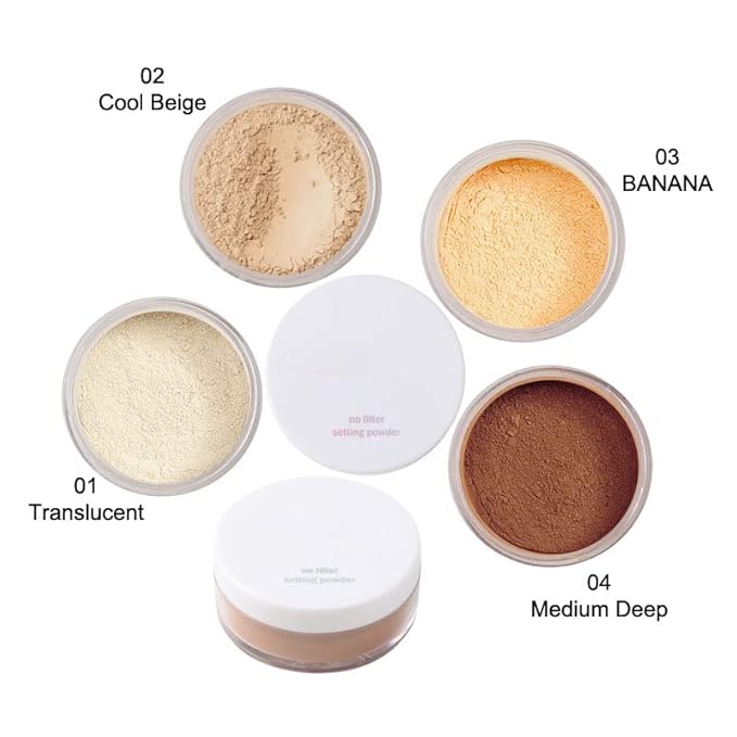 2 Pcs PHOERA Setting Powder, Control Oil Brighten Skin Color Cover Blemish Face Setting Loose Powder。 (03# BANANA & 04# Medium Deep)