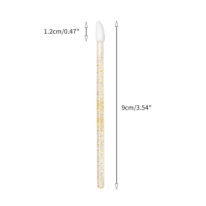 100PCS Glitter Crystal Lip Brush, Disposable Lip Brushes Lip Gloss Applicators Lipstick Gloss Wands Applicator Perfect Makeup Tool Kits (Gold)