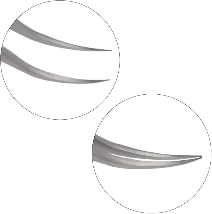 Individual C-Shaped Tip Lashes Tweezer - FEITA Professional Stainless Steel Curved Tweezers Precision for 3D Volume Eyelashes Extensions (1 Pc)