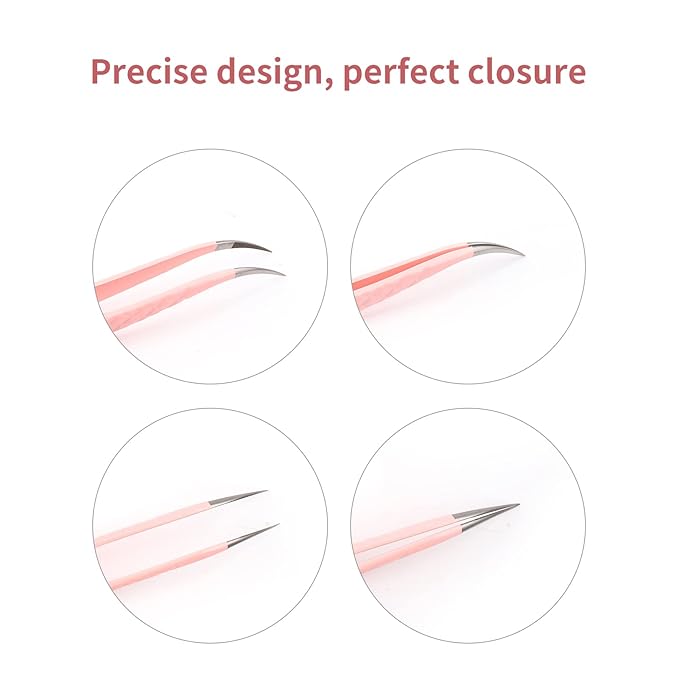 Eyelash Extension Tweezers FADLASH Volume Lash Tweezers Precision Curved Tip Lash Extension Tweezers Isolation & Volume Techniques Professional Application Tools