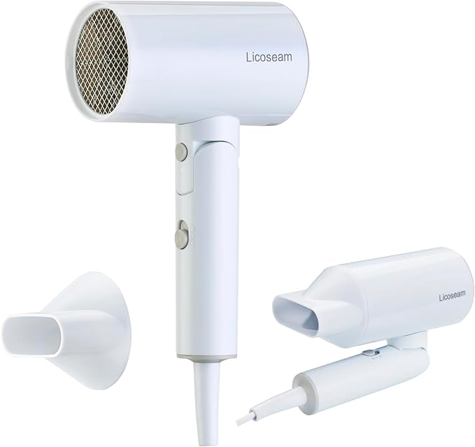 Hair Dryer, 1600W Small Foldable Hair Blow Dryer, Fast Drying Travel Hair Dryer, White
