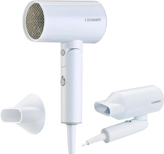 Hair Dryer, 1600W Small Foldable Hair Blow Dryer, Fast Drying Travel Hair Dryer, White