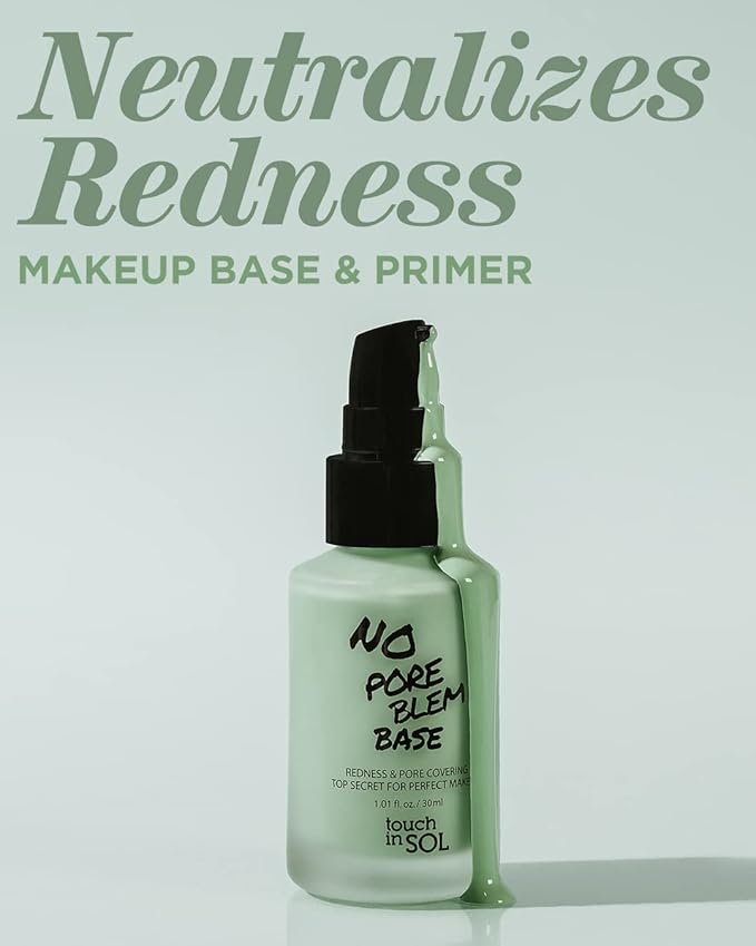 TOUCH IN SOL Best Korean Primer Duo – No Poreblem & Redness Correcting Base – Perfect for Oily Skin & Redness Neutralization – 1.01 fl.oz Each (30ml)