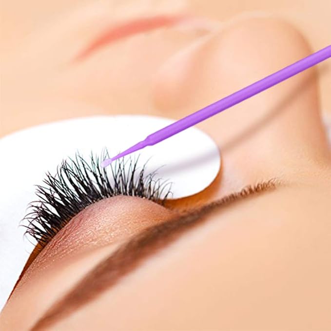 G2PLUS 500PCS Cotton Swabs, Purple Disposable Micro Applicators Brush for Makeup and Personal Care Cosmetic Brush, Micro Swabs for Eyelash Extensions, Nails, Eyeliner (Head Diameter: 3.0mm)