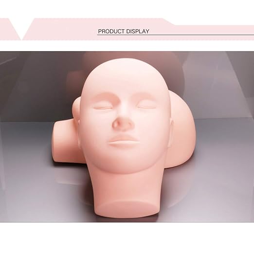 Pro Training Mannequin Flat Head Practice Make Up Eye Lashes Eyelash Extensions,Practice Training Head Manikin Cosmetology Mannequin Doll Face Head-2 Pack