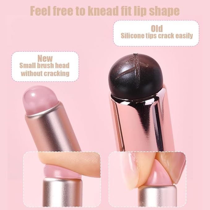 Silicone Lip Brush,2 Pcs Silicone Lip Applicator,Round Head Lip Brushes Applicator With Cap For Lipstick Lip Gloss(Pink,Purple)