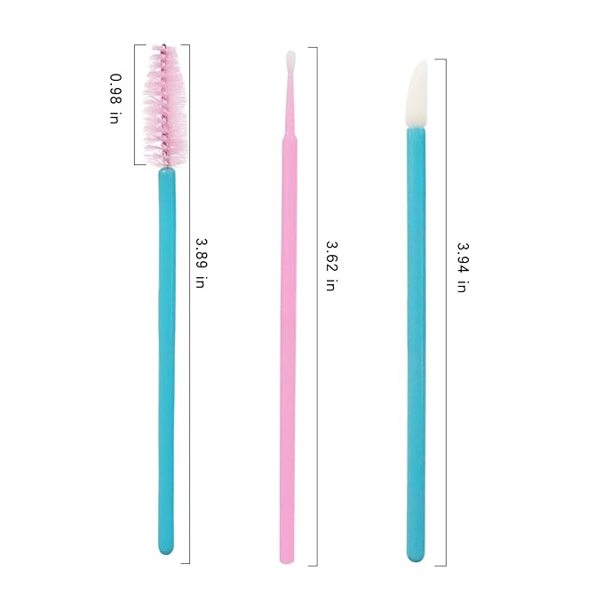 myaokue-up 200Pcs Cosmetic Brushes Kit, Disposable Nylon Lash Spoolies, Micro Swab Brushes, Mascara Wands, Lip Gloss Applicators, Blue/Pink, Cosmetic Tools