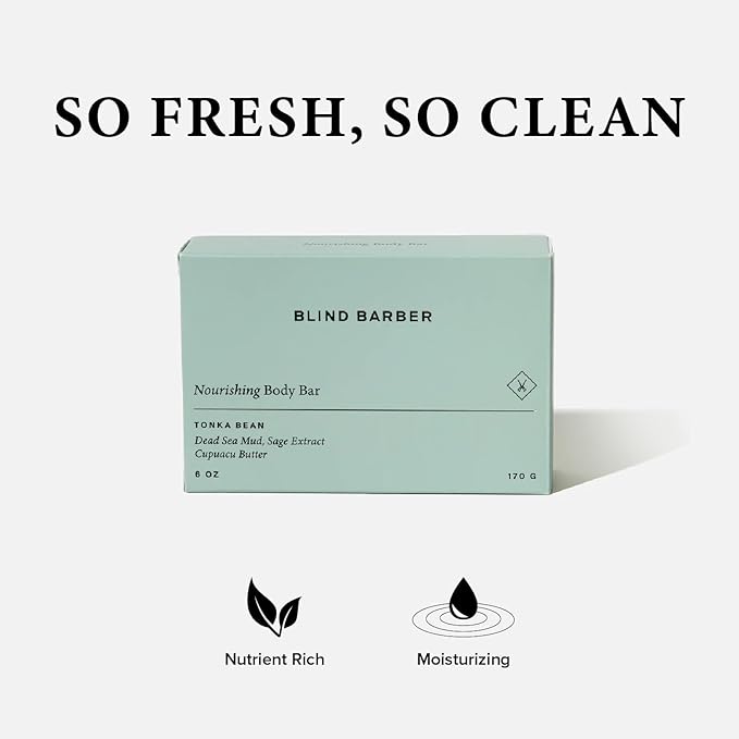 Blind Barber Nourishing Bar Soap for Men - Hydrating Body Bar Soap - Moisturizing Body Wash That Gently Cleanses & Leaves Skin Moisturized (6 Ounce)
