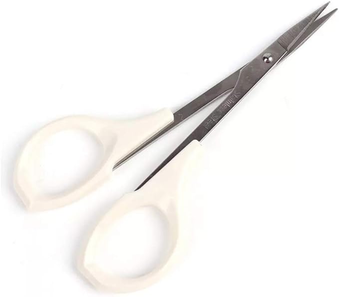 Eyebrow Scissor 4 Inch Trimming Manicure Lash Scissors for Multi-Purpose Cuticle Pedicure Beauty Grooming Kit for Nail, Eyelash, Dry Skin, Striaght Blade (White_Straight)