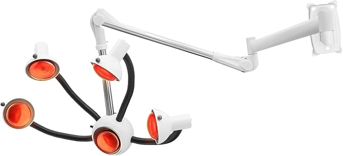 Wall Mounted Hair Dryer with Infrared Heat Bulbs, 5 Heads Multifunctional Salon Hair Color Processor Accelerator Heater Lamp, 750W Professional Infrared Hair Treatment Perm Machine (White+Black)