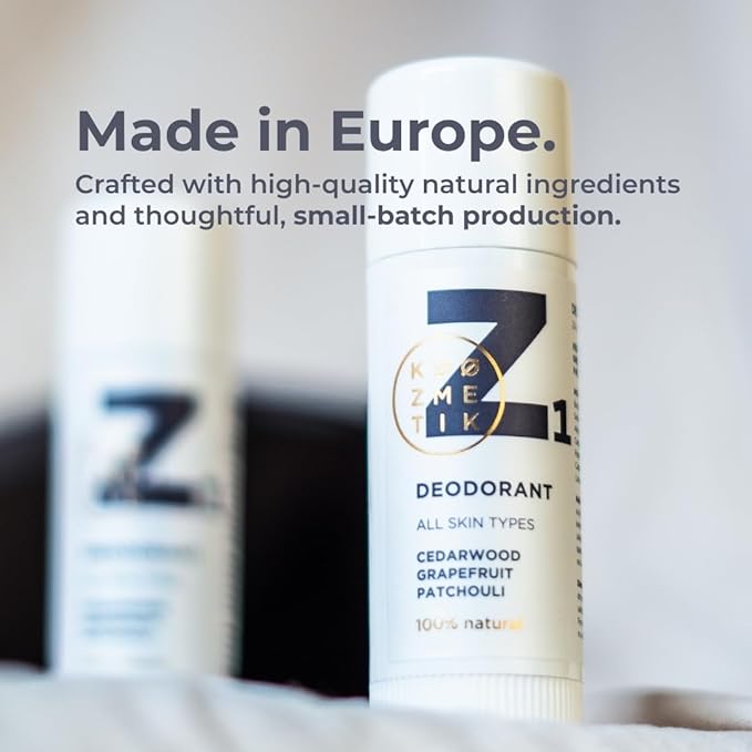 KØØZMETIK Z1 Natural Deodorant for Women & Men | 100% Aluminum-Free | Long-Lasting Freshness | Safe for All Skin Types | Supports Natural Sweating | Cedarwood,Grapefruit,Patchouli