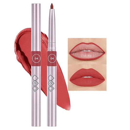 Matte Red Retractable Lipliner Pencil, Highly-Pigmented lip pencil, Long Lasting Waterproof Makeup Crayon for Lip Liner and Eye Liner, Smooth and Creamy, Rich Colors, Smooth Application, 04#