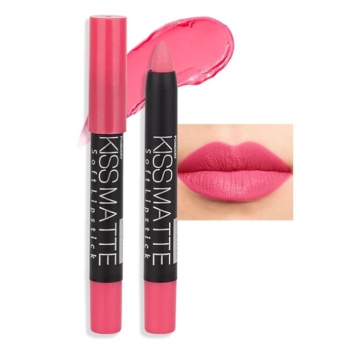 evpct 1Pcs Pink Matte Lipstick and Lip Crayon Liner Pencil Pen Set for Women Lip Stain Long Lasting Waterproof labiales mate magicos 24 horas originales pintalabios permanente 24 horas 04