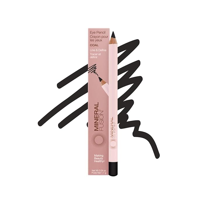 Mineral Fusion Eye Pencil, Black Eyeliner with Soothing Chamomile, Meadowfoam & Vitamin E, Velvety Smooth, Hypoallergenic Eye Makeup to Line & Define, Long-Lasting Eyeliner Pencil, Coal, 0.04 Oz