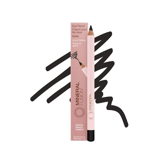 Mineral Fusion Eye Pencil, Black Eyeliner with Soothing Chamomile, Meadowfoam & Vitamin E, Velvety Smooth, Hypoallergenic Eye Makeup to Line & Define, Long-Lasting Eyeliner Pencil, Coal, 0.04 Oz