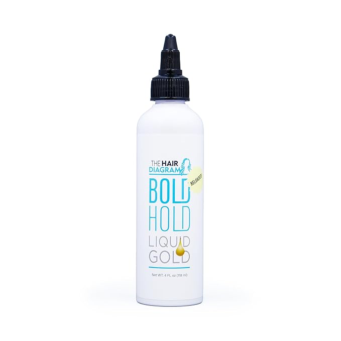 The Hair Diagram - Bold Hold Liquid Gold Reloaded - Glueless Lace Gel - Temporary Hold for Wigs and Hair Systems - Styling Agent for Baby Hairs - Non Toxic - Water Based Formula - 4oz