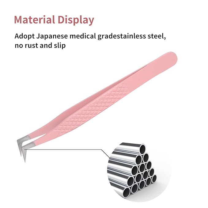 Lash Extension Tweezers Stainless Steel Volume Lash Tweezers Curved Precision Tweezers 90 Degree Angle Boot Great for Larger Fans Eyelash Extension Tweezers Professional