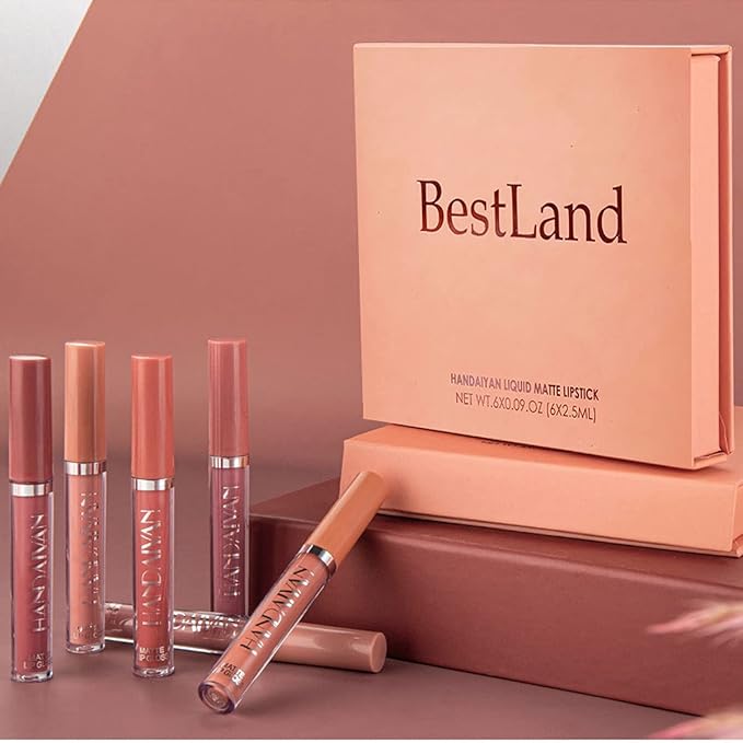 6Pcs Matte Liquid Lipstick Makeup Set, Matte liquid Long-Lasting Wear Non-Stick Cup Not Fade Waterproof Lip Gloss (Set B)