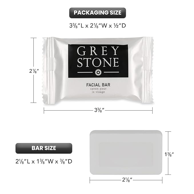 Greystone 0.7 oz. Facial Bar Soap (Case of 500) Hotel Travel Size, Individually Wrapped, Designed for Hospitality, Vacation Rentals, AirBNB, Motels, Guest Bathroom