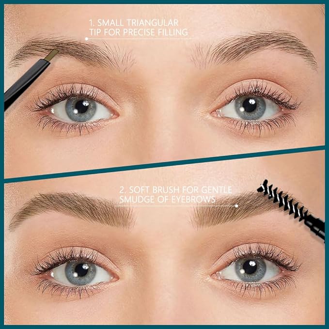 5 Pcs Waterproof Professional Makeup Micro Brow Pencil, Light Coffee Brow Kit with Eyebrow Brush, Ultra-Fine Mechanical Pencil, Eyebrow Pencils for Women(C02#Light Coffee, 5Pcs)