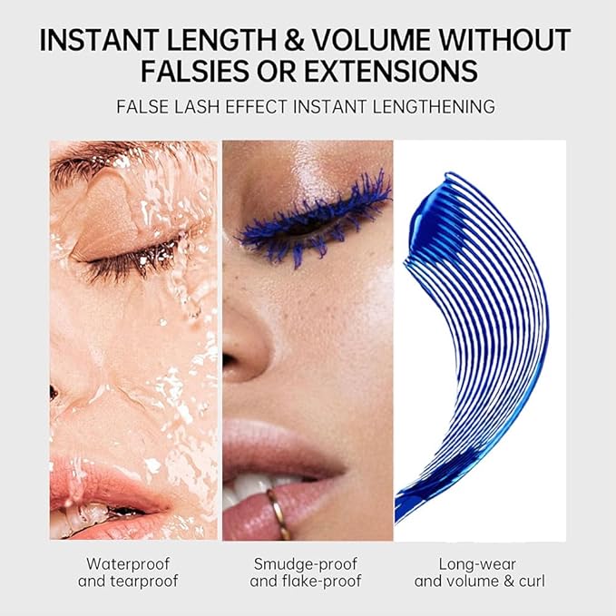 BINGBRUSH Colored Mascara for Eyelashes, Voluminous Colorful Mascara, Pink Purple Blue Green Red-Lengthening, Defining, Curling, Multiplying Formula (#02-Blue, 1 Count (Pack of 1))