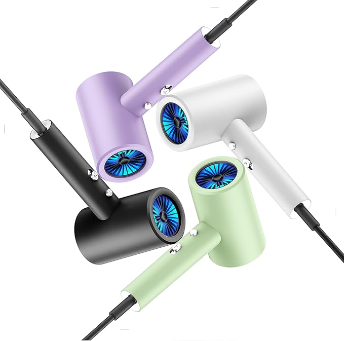 Salon Styling Hair Dryer with Wall Holder【Blue Light Negative Ions】 Fast Drying，High Power HairDryer for Home & Travel【Equipped 360 Rotatable Blow Dryer Stand 】 110V Matte Texture - Pearly White