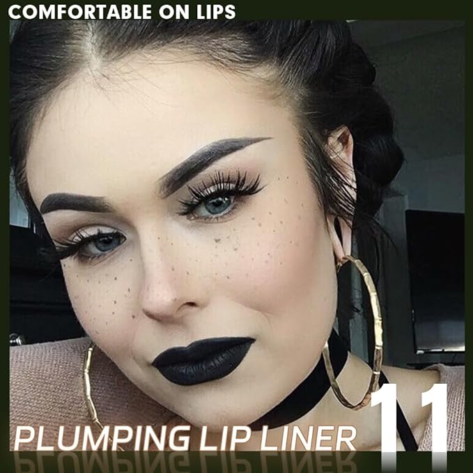 Plump Matte Crayon Lip Liner Pencil, Deep Green Lip Liners Lipstick, Long-Lasting Waterproof Creamy Formula, With Silicone Smudger for Define Contours & Sculpting Lip, 0.75g/0.026oz