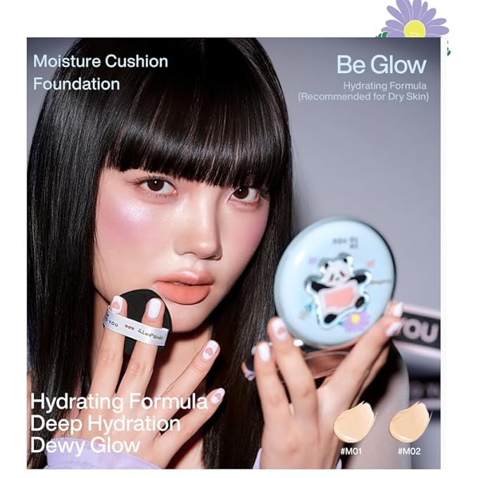 INTO YOU x M.Lan Panda The Color Mixer Set Limited Edition - 7 pieces Makeup Box Sets, Matte Lipstick + Canned Lip Mud + Blush & Highlight Duo + Cushion Foundation + Gift Bundle, M01 Set