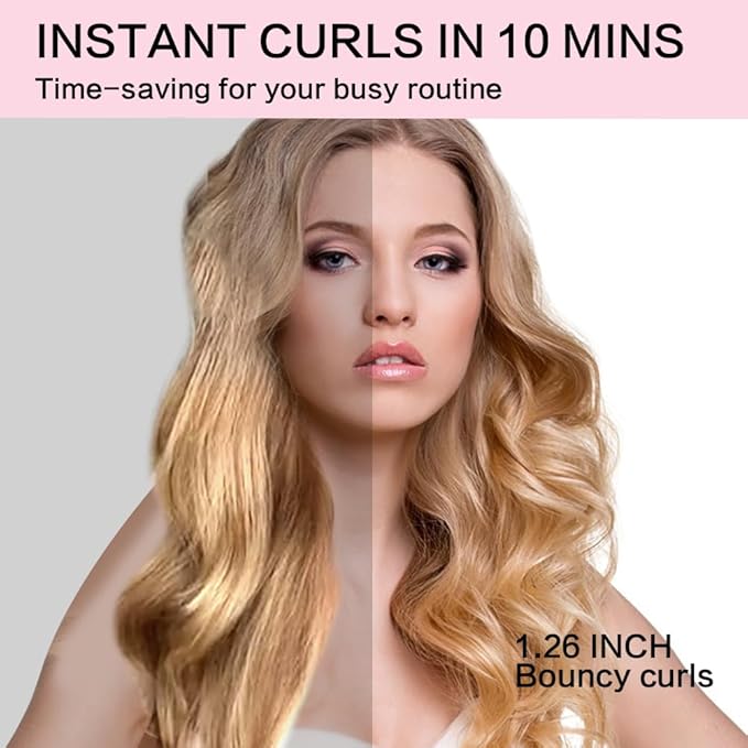 Automatic Curling Iron - Cordless Hair Curler, 1 inch Hair Curling Iron for Hair Styling,Intelligent Temperature Control, 360° Full Cover Anti-scalding, Suitable for Home, Travel (Pink)
