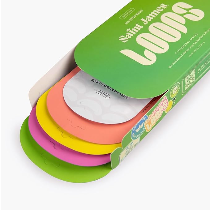LOOPS Beauty St James Variety LOOP Set - Hydrogel Korean Face Mask for Every Skin- Four Collagen Face Masks and Eye Mask for Detoxifying, Repairing, & Rejuvenating