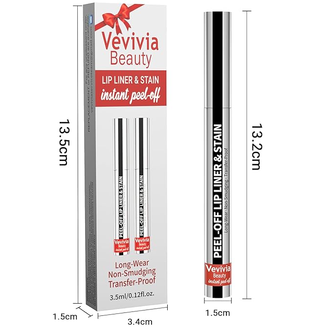 2pcs Lip Stain Peel Off - Lip Liner Stain Long Lasting Waterproof,2-in-1 Lip Liner with Tweezer Nude Matte,Non-Stick Cup,Highly Pigmented，Natural Finish,Stay On All Day,Perfect for Gift (Nude+Cocoa)