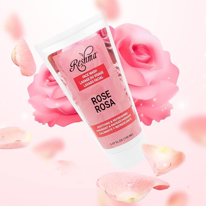Reshma Beauty Rose Face Wash for All Skin Types & Dull, Glowing Skin and Deep Cleanser for Reviving, Nourishing & Rejuvenating, Removes Make-Up, For Daily Use, Cruelty-Free, 5.07 fl oz, Pack of 1