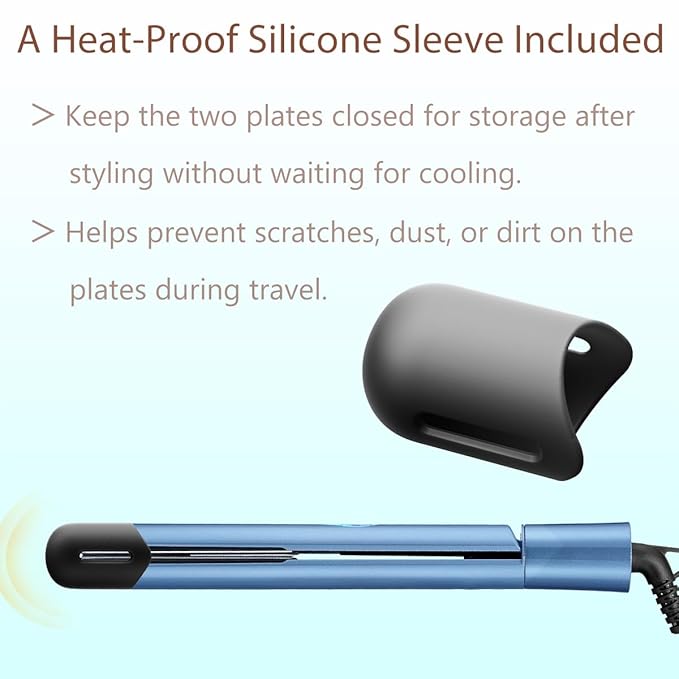 NITION Nano Titanium Hair Straightener 1 inch 3D Floating Heating Plate Smooth Straightening Flat Iron for All Hair Type. MCH 10s Fast Hating Up. Travel Pouch Bag. Dual Voltage. Luxury Gift Box