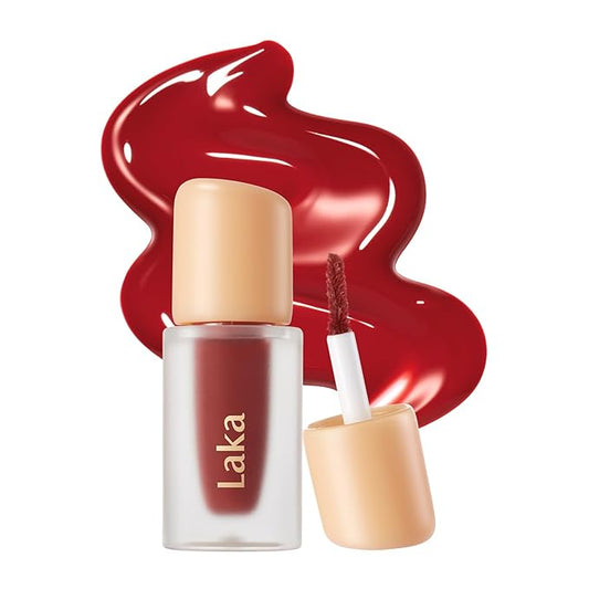 Laka Fruity Glam Lip Tint Mini, Glowing Lip Stain with Wide Color Spectrum, Hydrating & Lightweight Texture, Long-Lasting Bold Stain, Non-Sticky, Vegan, K-Beauty (104 Cherry)