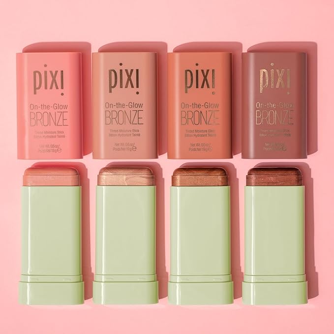 Pixi On-the-Glow Bronze - BeachGlow, Hydrating Tinted Moisture Bronzer Stick with Ginseng, Aloe Vera & Fruit Extracts, For Cheeks & Lips, 19g / 0.6oz, Paraben-Free