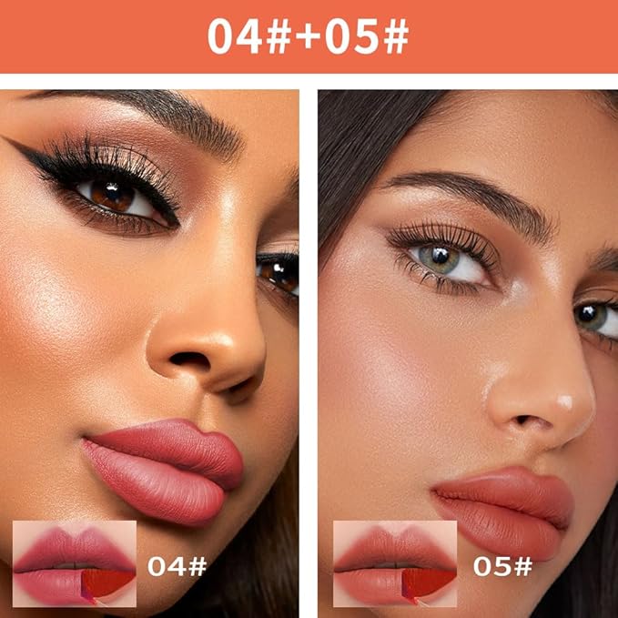 2Pcs Matte Lip Stain Peel Off Lip line Tattoo, Peel-off Lip Stain Masque - All Day Peel Off Lip Tint，Long Lasting Waterproof Transfer-proof Lip Mask Lip Color Peel Off Lip Gloss,Stay Lip Makeup 04+05
