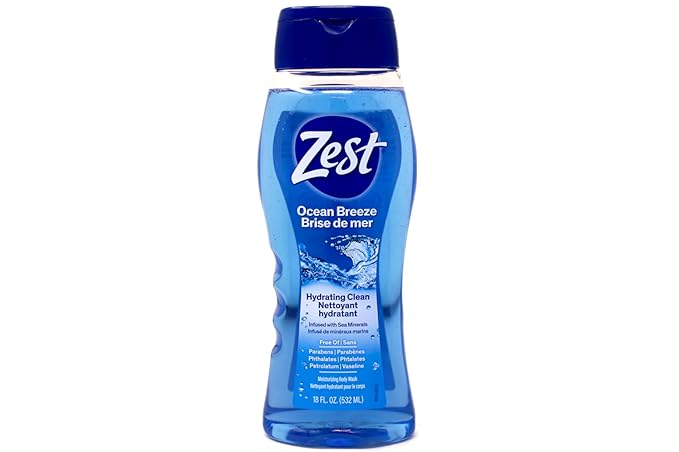 Zest Ocean Breeze Body Wash - Enriched with Sea Minerals - Rich Lathering Cleansing Body Wash Leaves Your Skin Feeling Smooth and Moisturized With an Invigorating Scent, 18 Fl Oz (Pack of 6)