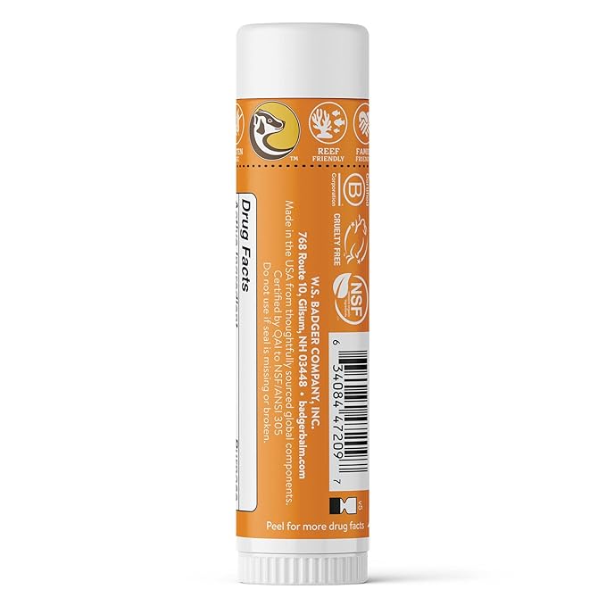 Badger Mineral Kids Sunscreen Face Stick SPF 35, Zinc Oxide Travel Size Sunscreen Stick for Kids, 97% Organic Ingredients, Reef Safe, Water Resistant, .65 oz, 2-Pack
