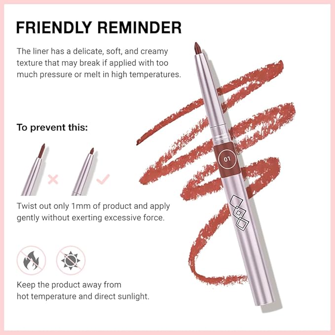 evpct Silky Smooth Lip Liner Pencil Retractable, Dark Orange Lip Liner Creamy Long-Lasting Formula for Precision Contouring Matte Velvet Pigmented Rich Lip Colors Crayon Lipstick 01