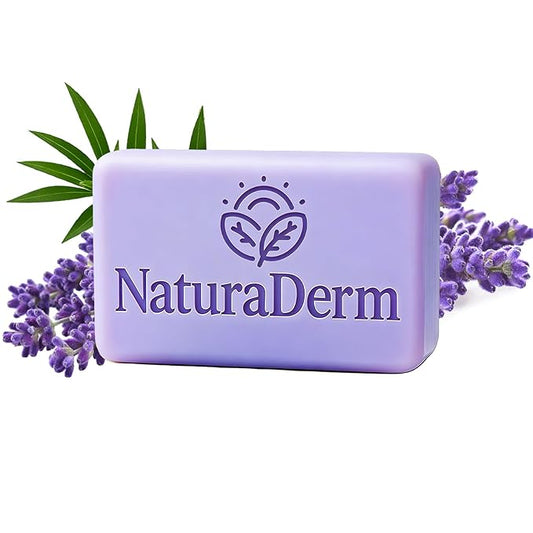Natura Derm Lavender Tea Tree Facial & Body Soap – Gentle Cleansing Bar for Oily & Sensitive Skin, Refreshing, Plant-Based Formula (1pc)