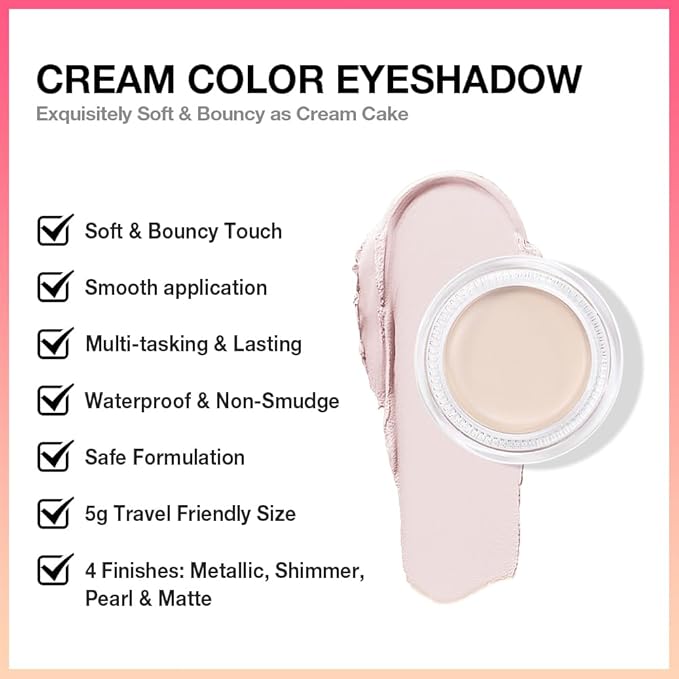 Single Cream Eye Shadow,Bright Nude Matte Natural Monochrome Eyeshadow Palette,Waterproof,Long Lasting Naturing-Looking,Vegan & Cruelty-Free,R01